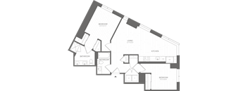 a floor plan of a bedroom apartment with black and white floor plans
