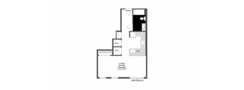 a floor plan of a house with a bedroom and a living room