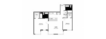 a floor plan of a house with a black and white floor