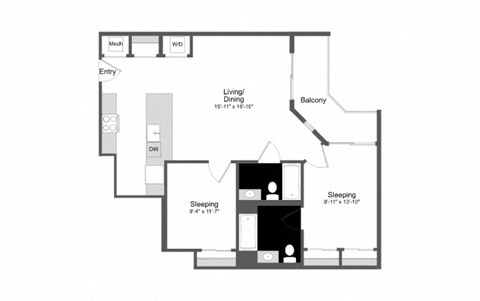 a floor plan of a house with a black and white