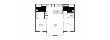a floor plan of a house with a bedroom and a living room