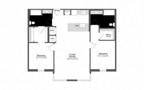 a floor plan of a house with a bedroom and a living room