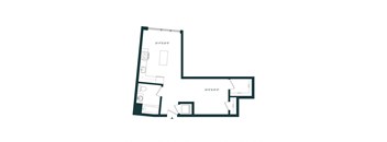 a floor plan of a living room with floor plans of a bedroom and a bathroom