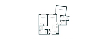 a floor plan of a house with an open floor plan with a bedroom and a