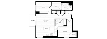 a floor plan of a small house with a bedroom and a living room