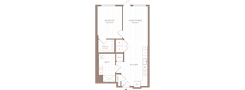 a floor plan of a bedroom apartment with a bathroom and a kitchen