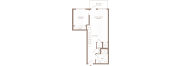 a floor plan of a bedroom apartment with a bathroom and a kitchen