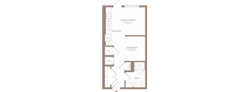 a floor plan of a house with a bedroom and a bathroom