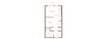 a floor plan of a small house with a bathroom and a kitchen