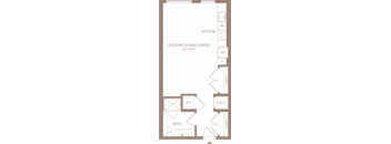 a floor plan of a room with a bedroom and a bathroom