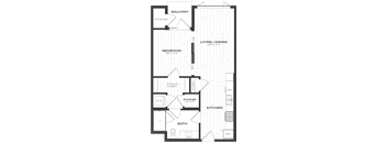 a floor plan of a small house with a kitchen and a living room