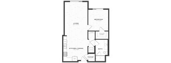 a floor plan of a bedroom apartment with a bathroom and a living room