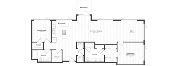 the upper level floor plan of a two story apartment building with an open floor plan