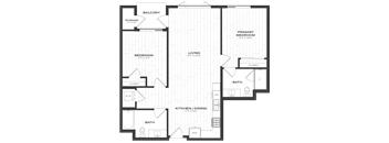 a floor plan of a bedroom apartment with a bathroom and a living room