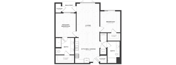 a floor plan of a bedroom apartment with a bathroom and a living room