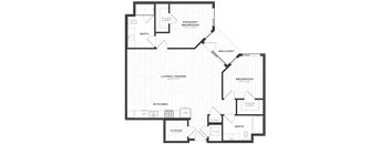 a floor plan of a bedroom apartment with a closet and a bathroom