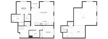 floor plan of the first and second floors of an apartment building