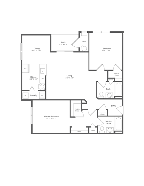 a floor plan of a bedroom apartment