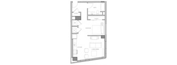 a floor plan of a small room with a bathroom and a closet