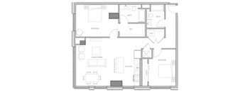 a floor plan of a house with a bedroom and a living room