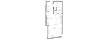 a floor plan of a small house with a bedroom and a living room