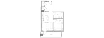 a floor plan of a house with a bedroom and a living room