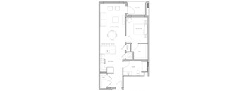 a floor plan of a house with a bedroom and a living room