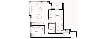 a floor plan of a home with a bedroom and a living room