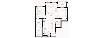 a floor plan of a home with an open floor plan with a bedroom