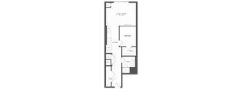 a floor plan of a home with a small kitchen and a living room