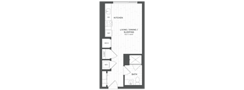 a floor plan of a small house with a bathroom and a bedroom