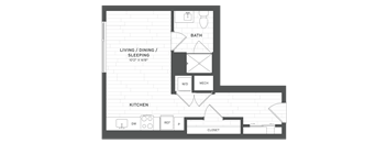 a floor plan of a bedroom apartment with a bathroom and a closet