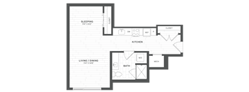 a floor plan of a bedroom apartment with a bathroom and a closet