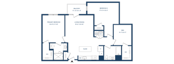 A floor plan of a house with labeled rooms and dimensions.