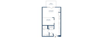 A floor plan of a house with a living/dining area of 12 feet by 10 feet and a sleep area of 11 feet by 8 feet.