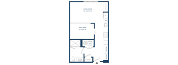 A floor plan of a living/dining area that is 12-2 x 10-5 feet.