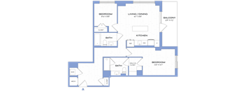 A blueprint of a house layout with labeled rooms and dimensions.