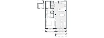 A floor plan of a building with rooms labeled, such as "REF" and "DW".