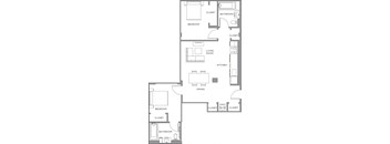 A black and white image of a floor plan for a house.
