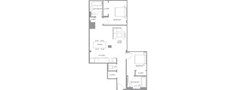 A black and white image of a floor plan for a house.