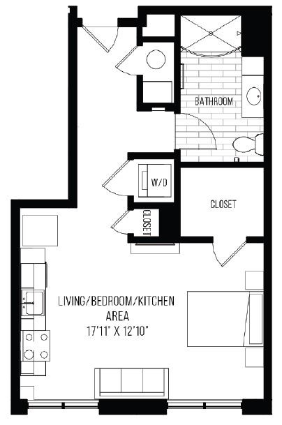 A black and white image of a floor plan for a home.