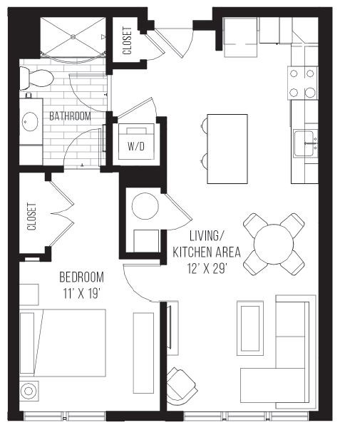 A black and white image of a floor plan for a house.