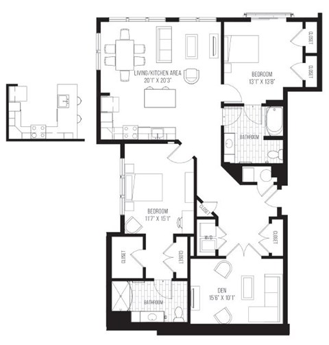 A black and white image of a floor plan for a house.
