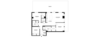 A black and white image of a floor plan for a house.