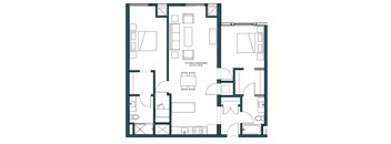 A floor plan of a house with a kitchen/living area of 32-1/2' x 12'5'.