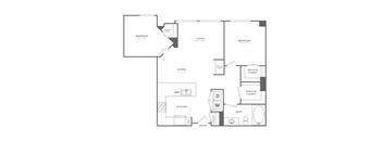 A black and white image of a floor plan for a home.