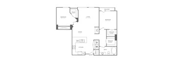 A black and white image of a floor plan for a home.