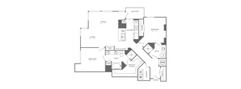 A black and white image of a house floor plan.