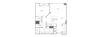 A floor plan of a house with a balcony, study, and bathroom.