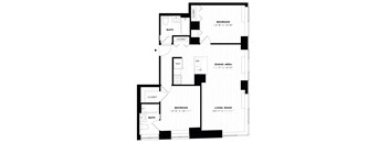 A black and white image of a floor plan for a house.
